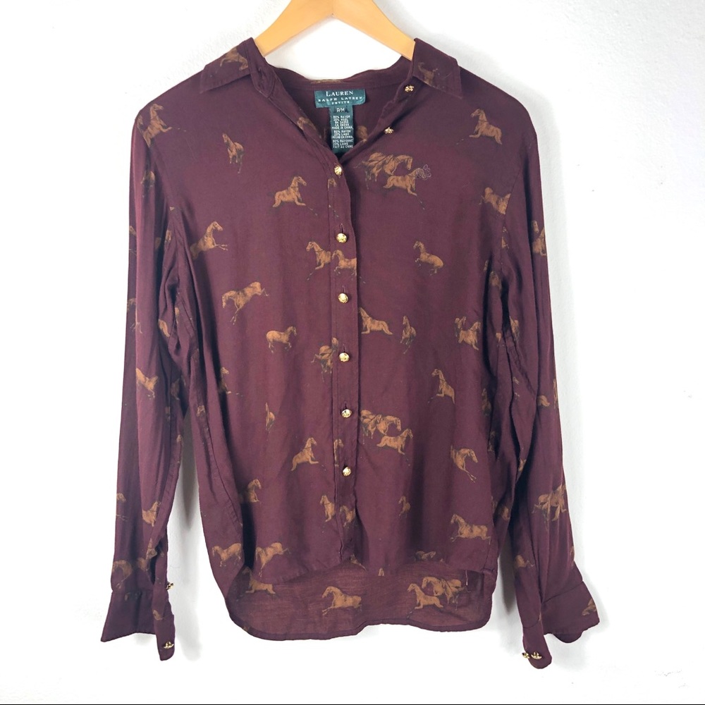 Lauren Ralph Lauren Button Down Horse Print